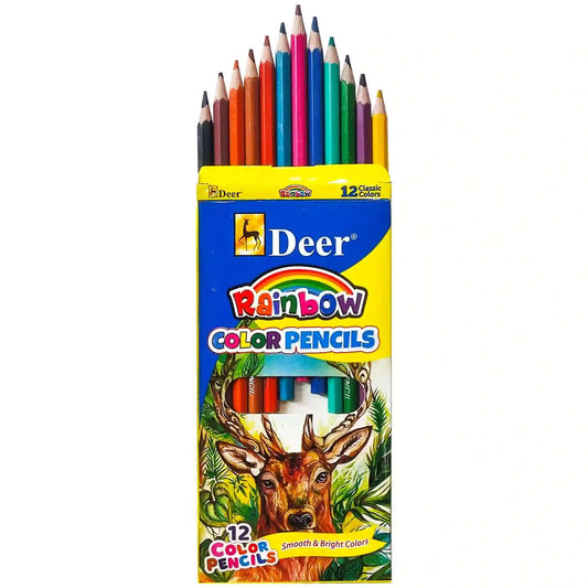 Deer rainbow colour pencils large 12pcs